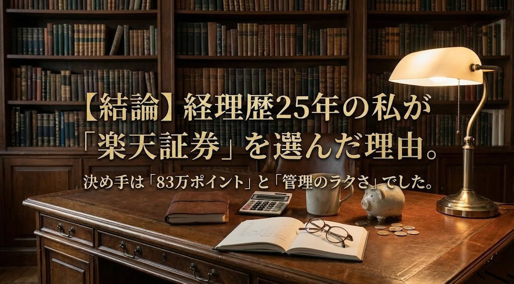 【結論】経理歴25年の私が「楽天証券」を選んだ理由。決め手は「83万ポイント」と「管理のラクさ」でした。