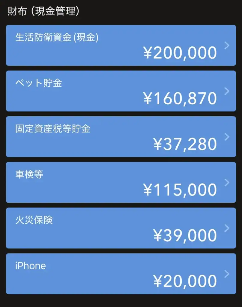 現金管理 ふくろ分けの実例